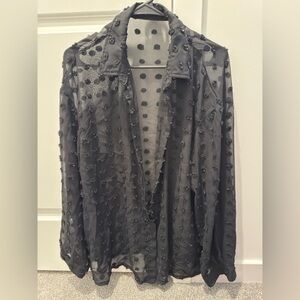 SHEIN Black Sheer Blouse